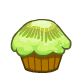 A deliciously different muffin topped with kiwi flavoured icing.