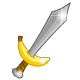 How cute this sword has a little banana on the hilt.