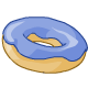 A doughnut with blue icing.