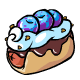 An explosive hot dog topped with raw Blue Bomberries.  Eat it with care!