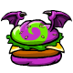 This pretty burger even has edible purple wings for you to munch on.