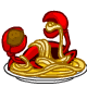 A este cangrejo le fascinaba tanto el espagueti y las albóndigas, ¡que ahora hasta es parte del platillo!