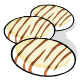 A crunchy cookie smothered in white chocolate and decorated with stripes of milk chocolate.