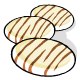 a crunchy cookie smothered in white chocolate and decorated with stripes of milk chocolate.