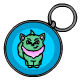 Its a blue keyring with a green
Wocky on it.