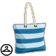 Blue and White Striped Beach Bag