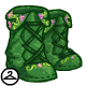 These bright green boots have a floral embroidery on them.