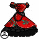 A funky patterned holiday dress with a poinsettia theme.