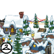 Its a tiny christmas town all decorated in snow!