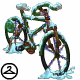You will have to clean off all the snow before you can ride around on this frozen bicycle.