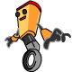 The Wheelie was a project gone wrong. This happy little robot just wheels about smiling at people...