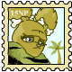 This stamp depicts a beautiful Tyrannian Usul in her natural habitat.