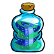 This curvy bottle has layers of blue and green sand in it.