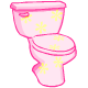 This pretty pink toilet with a yellow
flower motif will brighten up any bathroom.