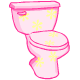 This pretty pink toilet with a yellow
flower motif will brighten up any bathroom.