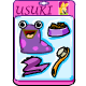 This set comes with a purple scarf, a brush and a food bowl.