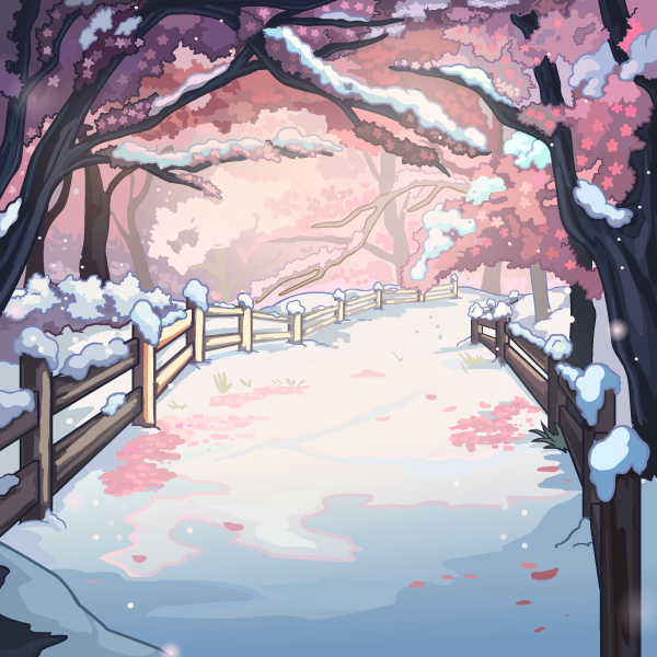 Snowy Path Along the Cherry Blossoms Background | Dress to Impress Snowy Path Along the Cherry Blossoms Background | Dress to Impress
