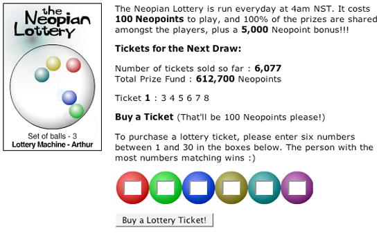 The Neopian Lottery | Neopets Help