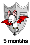 5 Months: A happy Korbat covering a silver user shield