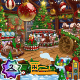 Cheerful Holiday Shop and Village Train Background