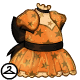 Thumbnail for Orange Halloween Party Dress with Black Stars