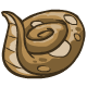 A cinnamon roll baked and shaped to look like a coiled up Hissi.
