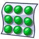 A sheet of green coloured candy buttons.  Are they lime flavoured or sour apple?  Theres only one way to find out!