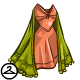 An elegant peach dress with a shawl for the chill.