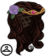 This lovely wig has been adorned with a golden circlet and flowers.