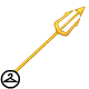 Bold golden three-pronged weapon of choice