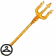 This brilliant trident is made out of real gold. This item is only wearable by Neopets painted Maraquan. If your Neopet is not painted Maraquan, it will not be able to wear this item.