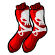 Keep your feet warm and warn off those who might attack with this red pirate sock!