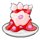 A heaping mound of strawberries and cream in the shape of a Cybunnies paw!