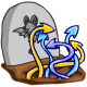 A sponge gravestone with gummy Korbat tails, all on a rich chocolate base.