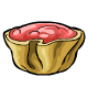 A pretty pastry cup that is brimming over with fresh strawberry jam.