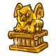 Esta bela estátua é feita de ouro e é bem pesada.