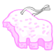 A pink pumice in the shape of a Poogle from Neopets.