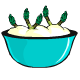 Whole asparagus stalks in a large bowl of fresh vanilla yogurt.