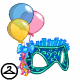 A fun mask with birthday balloons attached. This NC item was awarded during the Six-rific Birthday Celebration.