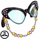 The handy eye glass chain keeps the glasses from falling to the floor.