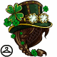 So many four-leaf clovers adorn this hat and wig. You cant possibly be unlucky when you are wearing them!