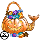 This trick-or-treat bag isnt just gourd, its great! This item is only wearable by Neopets painted Maraquan. If your Neopet is not painted Maraquan, it will not be able to wear this NC item. This NC item was obtained through Dyeworks.