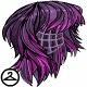 This dark wig has been brightened with charming purple highlights.