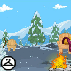 Snowy Campfire Background