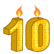 Golden 10th Birthday Wish Candle