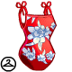 A simple red bathing suit with a lovely white flower design.