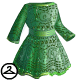 Bright sequins decorate this bright green dress.