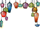 Bask in the light of these hanging colored glass lights.