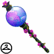 A unique globe staff with a design inspired by flowers in the garden.