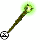 This staff glows with a magical green light.